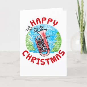 ユーフォニアムクリスマスカードブラスミュージシャン サンキューカード