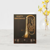 ユーフォニアム真鍮ミュージカル楽器誕生日 カード (黄色い花)