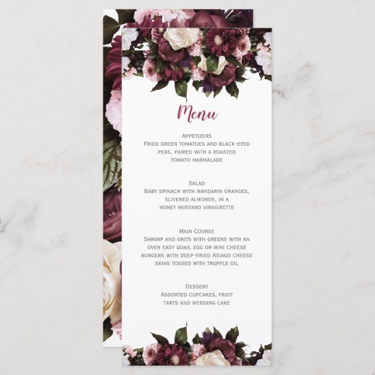 ユーフォリアブルゴーニュとピンクのフローラ結婚ブーケ メニュー (正面/裏面)