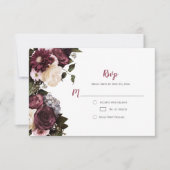 ユーフォリアボホバーガンディピンクホワイトフローラRSVP | 出欠カード (正面)