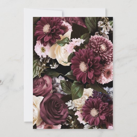 ユーフォリア・ブルゴーニュとピンク素朴フローラ結婚ズ 招待状 (裏面)