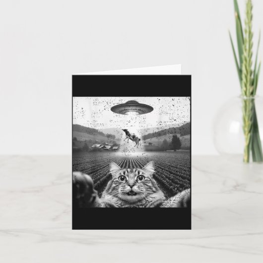 ユーフォ・牛誘拐エイリアンミーム 猫セルフィー面白すぎる カード (正面)