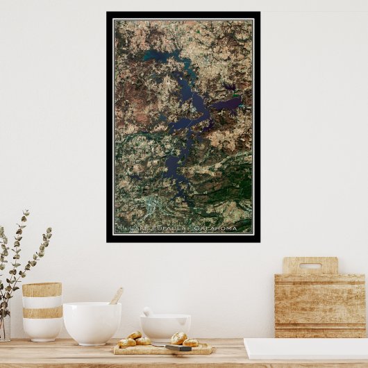 ユーフラオクラホマ湖衛星ポスターマップ ポスター (キッチン)