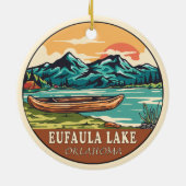 ユーフラレイクオクラホマボート魚釣りエンブレム セラミックオーナメント (裏面)