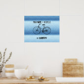 ユープラスバイシクルエイムハッピーアンティークストライプズブルー ポスター (キッチン)