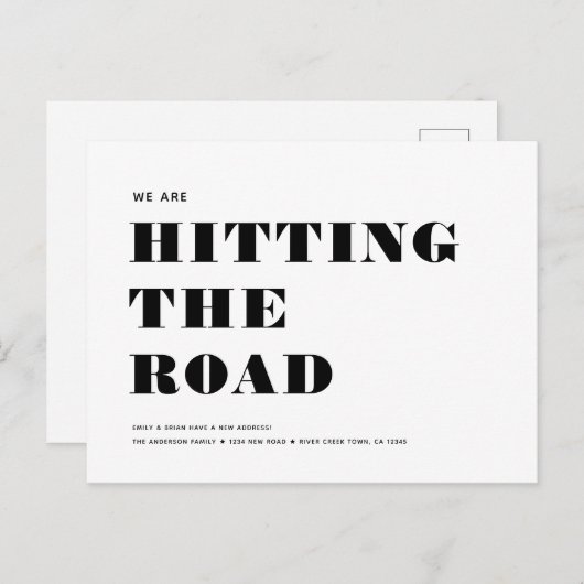 ユーモおもしろいアの新しいアドレスシンプルミニマリスト 案内ポストカード (正面/裏面)