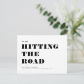 ユーモおもしろいアの新しいアドレスシンプルミニマリスト 案内ポストカード (スタンド正面)