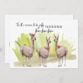 ユーモアあふれるかわいいラマの水彩画ホリデーグリーティング シーズンカード (正面/裏面)