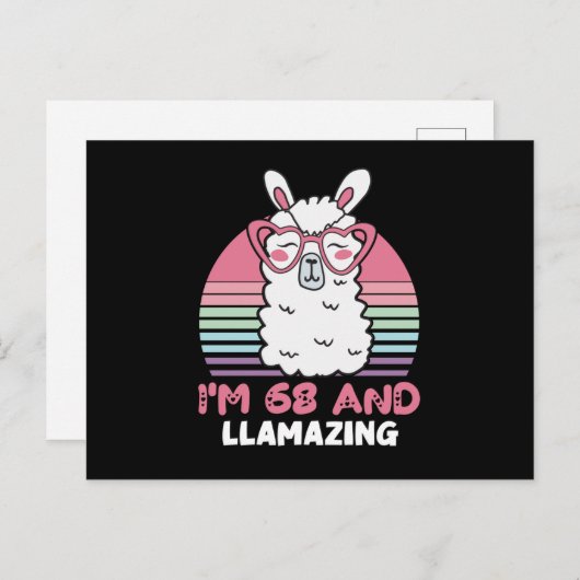 ユーモアあふれるかわいいラマ 68歳の誕生日プレゼント 女性へ ポストカード (正面/裏面)