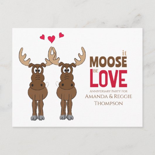 ユーモアあふれるかわいい周年パーティー 愛らしいムース ポストカード (正面)