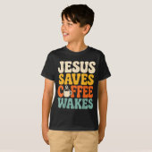 ユーモアあふれるイエス・コーヒー・信者・キリスト教の信仰 Tシャツ (正面フル)
