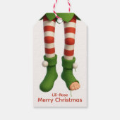 ユーモアあふれるエルフの足 | 北極のいたずらラッピング ギフトタグ (裏面)