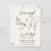 ユーモアあふれるカップルのミニマルなエンゲージメント招待状 招待状 (正面)