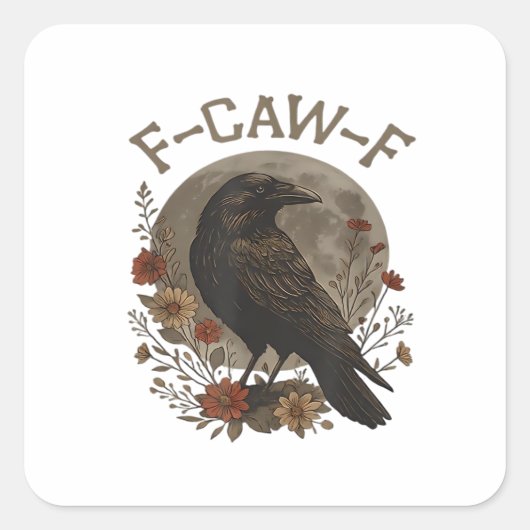 ユーモアあふれるカラス F-Caw-F 幽玄ファッション トレンド エッセンシャル スクエアシール (正面)