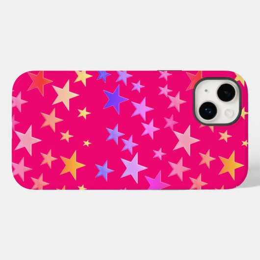 ユーモアあふれるカラフルな星のピンクケース Case-Mate iPhoneケース (裏面 (横))