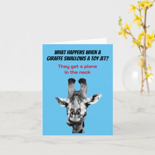 ユーモアあふれるキリンお父さんジョークのグリーティングカード カード (黄色い花)