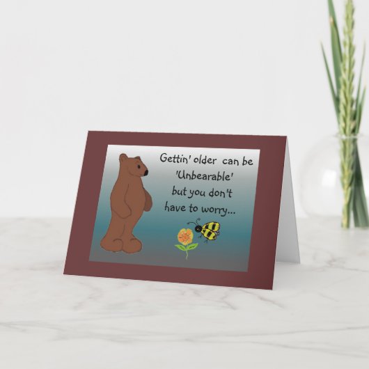 ユーモアあふれるクマの誕生日グリーティング カード (正面)