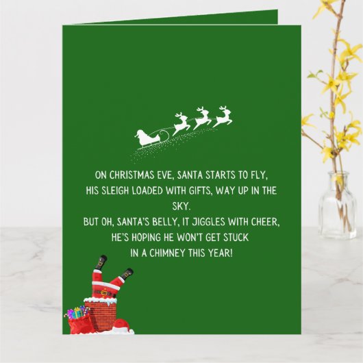 ユーモアあふれるクリスマスの詩 カートゥーンサンタクロースについて カード (黄色い花)