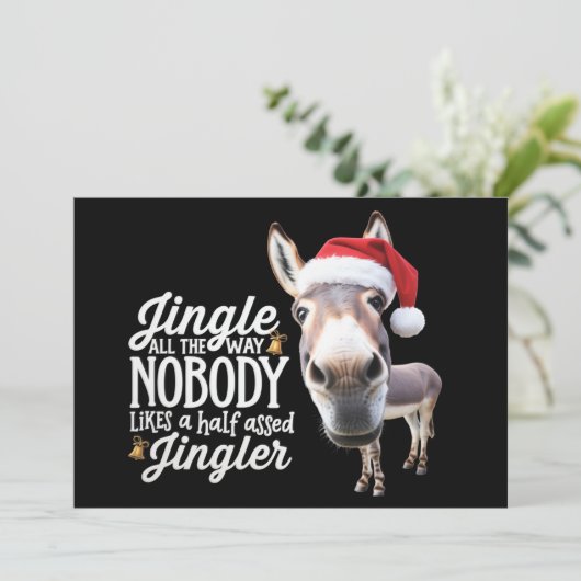 ユーモアあふれるクリスマスろば愛好家の農場ホリデー動物 シーズンカード (スタンド正面)