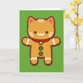 ユーモアあふれるクリスマスカード - クッキーねこ カード (黄色い花)