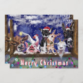 ユーモアあふれるクリスマスカード 楽しい農場の動物パーティ (正面/裏面)