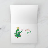 ユーモアあふれるクリスマスツリーのカード　サンタへの質問付き シーズンカード (内部)