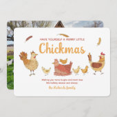 ユーモアあふれるクリスマス鶏写真のホリデーカード シーズンカード (正面/裏面)