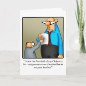 ユーモアあふれるクリスマス「初めてのクリスマスリストの下書き」カード シーズンカード (正面)