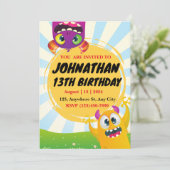 ユーモアあふれるクリーチャーの誕生日招待状 招待状 (スタンド正面)