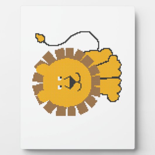 ユーモアあふれるクロスステッチのライオンの漫画 フォトプラーク (正面)