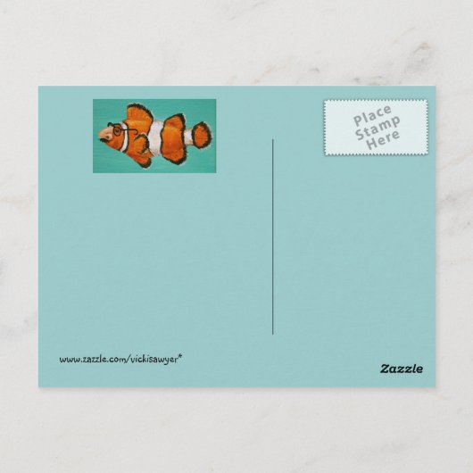 ユーモアあふれるグラウチョ・マスクのピエロの魚のポストカード ポストカード (裏面)