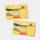 ユーモアあふれるコヨーテの鳥のイラスト バッジ (正面＆裏面)