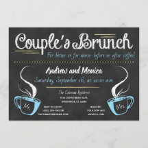 ユーモアあふれるコーヒーチョークボードカップルシャワーの招待状