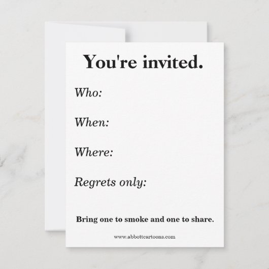 ユーモアあふれるシガーパーティーの招待状 招待状 (裏面)