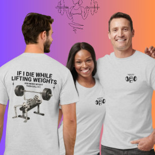 ユーモアあふれるスケルトンのウェイトリフティングジムTシャツ Tシャツ