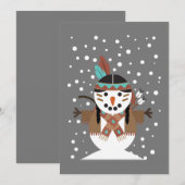 ユーモアあふれるネイティブアメリカンのクリスマスツリー飾り 招待状 (正面/裏面)