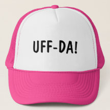 ユーモアあふれるノルウェー語のフレーズ UFF-DA ピンクの帽子
