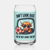 ユーモアあふれるハイランドカモレトロ・ウェスタン・モチベーション・アート ガラス缶 (正面)