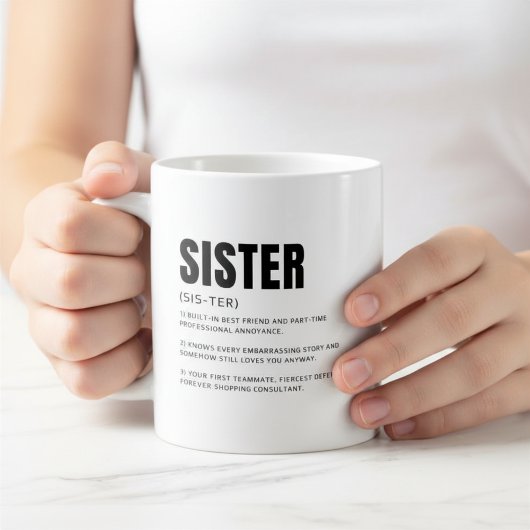 ユーモアあふれるハートフルな姉妹の定義 コーヒーマグカップ