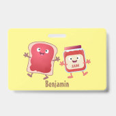 ユーモアあふれるパンとジャムの漫画キャラクター バッジ (裏面)