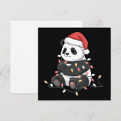 ユーモアあふれるパンダのクリスマス動物ライト愛好家 シーズンカード (正面/裏面)