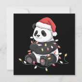 ユーモアあふれるパンダのクリスマス動物ライト愛好家 シーズンカード (正面)