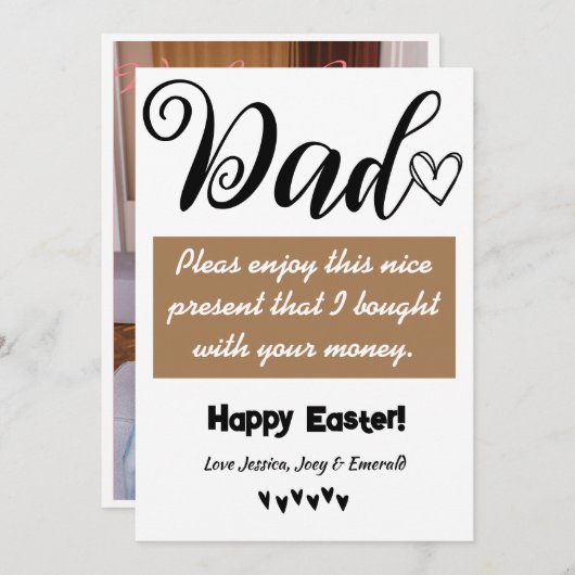 ユーモアあふれるパーソナライズされた最高のパパ、イースター家族 シーズンカード (正面/裏面)