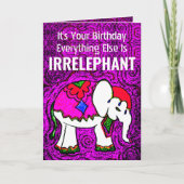 ユーモアあふれるパープル象の誕生日グリーティングカード カード (正面)