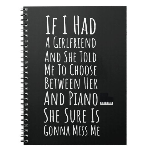 ユーモアあふれるピアニストのためのギフト 男性 ピアノ演奏者 ティーンの少年たちへのプレゼント ノートブック (正面)