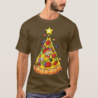 ユーモアあふれるピザのクリスマスツリーライト  Xmas メンズ ボーイズ クルスマス302  . Tシャツ