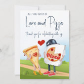 ユーモアあふれるピザのブライダルシャワー サンキューカード (正面)