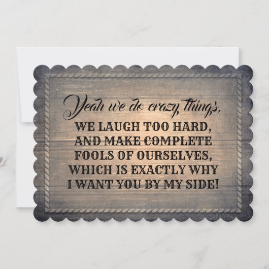 ユーモアあふれるブライズメイド / 花嫁の介添え人 提案 招待状 (正面)