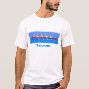 ユーモアあふれるペリカンの漕ぎ隊の漫画イラスト Tシャツ