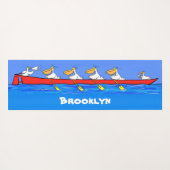 ユーモアあふれるペリカンの漕ぐカートゥーンイラスト ヨガマット (裏面(横))